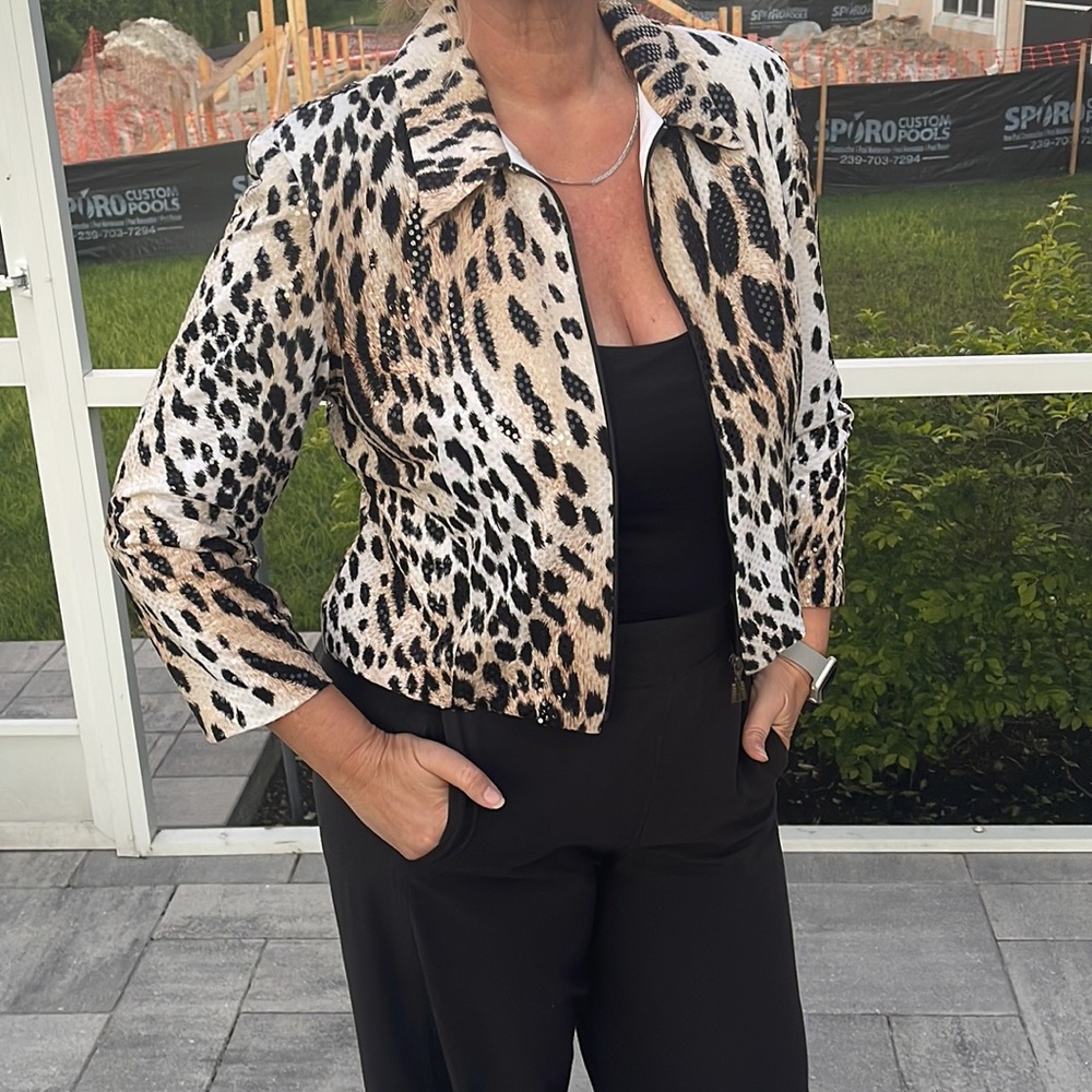 Joseph Ribkoff sequin Leopard Jacket - Picture 11 of 16